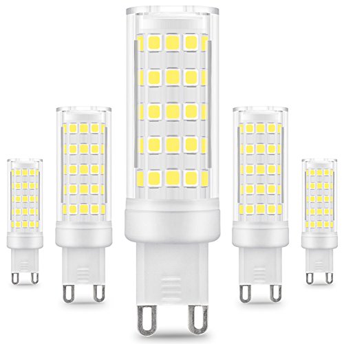 KINDEEP G9 Bombilla LED - 8W / 650LM, 75W Bombilla Halógena Equivalente, Blanco Frío 6000K,360 Grados ángulo de Haz Omni Directional, 5 Pack