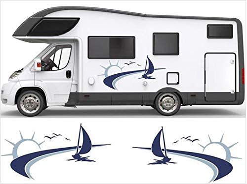 klebenswichtig Pegatina de vinilo, diseño de surf, sol, agua, dos veces, aprox. 80 cm, autocaravana, caravana, camping, caravana, sin fondo P