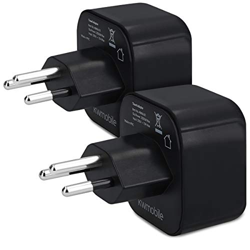 kwmobile 2 Adaptadores de Viaje Suiza Tipo J - 2X Adaptador Enchufe schuko - Conector para El Salvador Etiopía - Conectores de enchufes en Negro