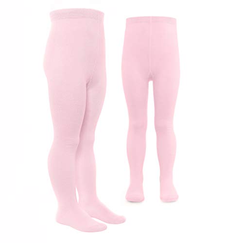 LaLoona Leotardos bebe Pack 2 Ud. - Medias elásticas para bebé niña y niño con cintura ancha y alto contenido de algodón - 50/56 (0-3 meses) - rosa