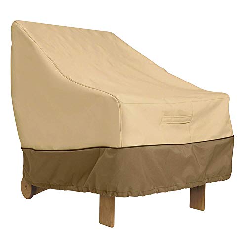 LDIW Funda Protectora para Silla de jardín, Funda para Sillón Individual de Tela Oxford 210D Impermeable, A Prueba de Polvo, Anti-UV Cubierta de Muebles de Jardín,Beige Coffee,96.5x89x79cm