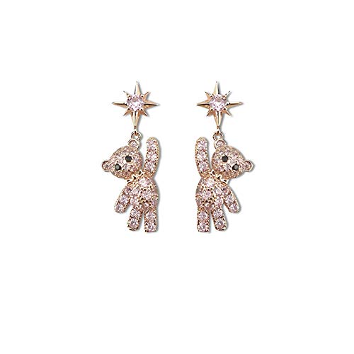 Lindo osito 925 Pendientes de aguja de plata Pendientes femeninos Pendientes de temperamento Joyas de estrella de ocho puntas