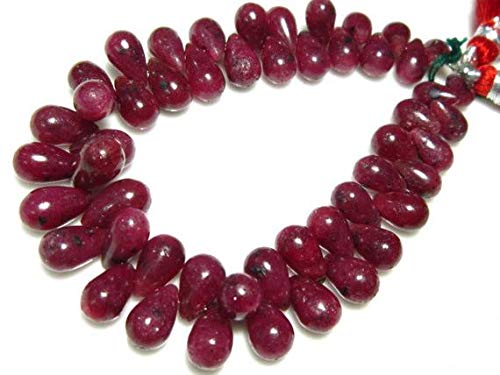 LKBEADS 187 quilates AA-Ruby gotas suaves de lágrima – 17.7 cm de largo – Medidas de piedras – 8 x 5 – 12 x 7 mm