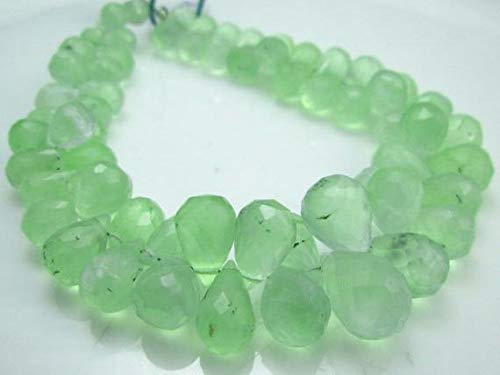 LKBEADS 201 quilates – AAA-Prehnite gotas de lágrima facetadas – 20.3 cm largo hebra – Piedras miden -5 x 6 – 8 x 12 mm