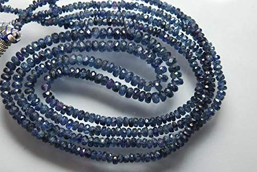 LKBEADS Collar de 140 quilates, 2 x 18 pulgadas, precio súper al por mayor, Burma natural oscuro zafiro azul oscuro facetado Rondelles 5-3mm
