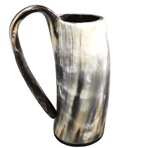 llio Taza de Cuerno de Buey Natural Vikingo Jarra de Cuerno para Beber Auténtica inspiración Medieval