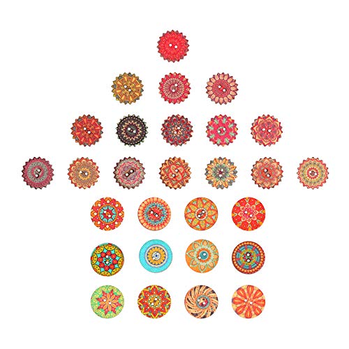 LOPOTIN 200pcs Botones de Madera Mezclados, Botones Retro Surtidos, Botones en Forma Flor, Botónes Redondos Decorativos, Botones de Multicolores para Azar, Costura Manualidades Coser 20 mm, Dos Formas