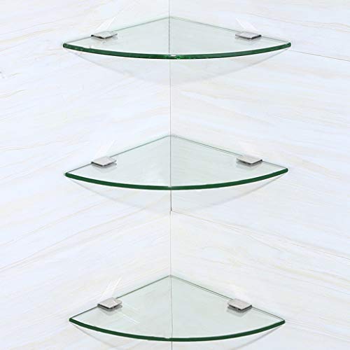 Lu Estante de triángulo de baño, Marco de Esquina Colgante de Cristal Colgante de Hardware de baño Colgante de Pared de Vidrio, Estante de baño (Diseño : 3 Tiers, Tamaño : 20cm)