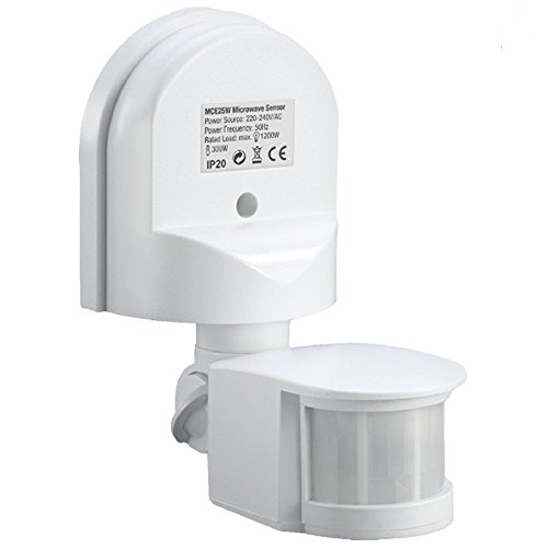 Maclean MCE25W - Detector de Movimiento con Sensor crepuscular, Color Blanco