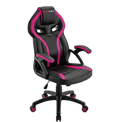 MARSGAMING MGC118 Silla Gaming Ergonómica en PU y Nylon, Regulable, Rosa, Large