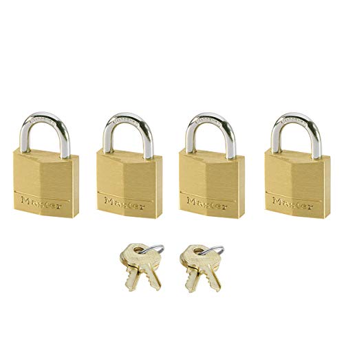 MASTER LOCK Mini Candado Lllave, Lote de 4, Paquete Familiar, 120EURQNOP, óptimo para Maleta, Valija, Taquilla