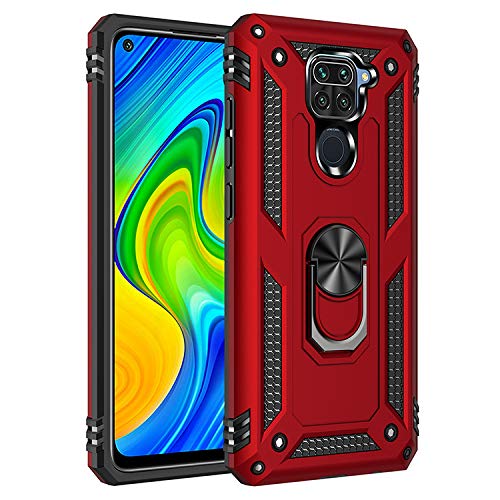 Max Power Digital Funda para móvil Xiaomi Redmi Note 9 Anillo Giratorio 360 Metálico Imán Magnético Carcasa Rígida Antigolpes Resistente Soporte Bumper Case (Xiaomi Redmi Note 9, Rojo)