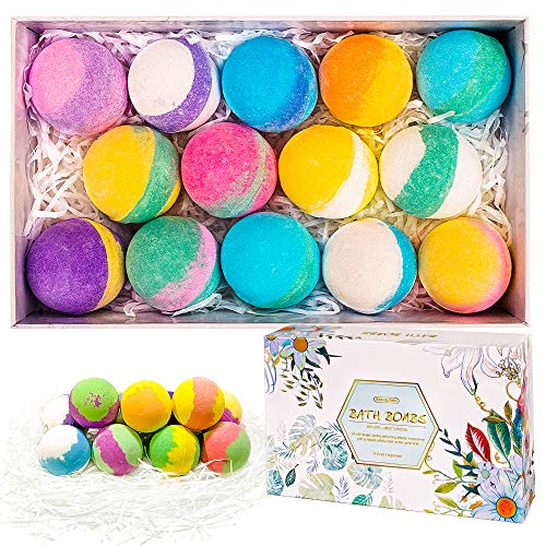 McNory 14 Bombas de Baño,Set Bolas de Baño con Aceites Esenciales,Bath bombs Baño de Burbujas,Sales de Baño,Navidad Dia de san valentin Regalo femenino