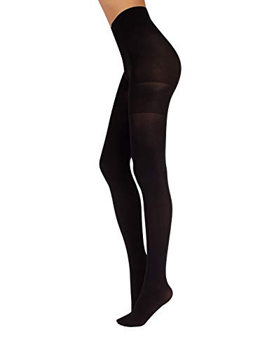 MEDIAS REDUCTORAS ANTICELULITIS | PANTY OPACO DE MUJER | 70 DEN | NATURAL, NEGRO | S, M, L, XL | CALCETERÍA ITALIANA | (M, NEGRO)