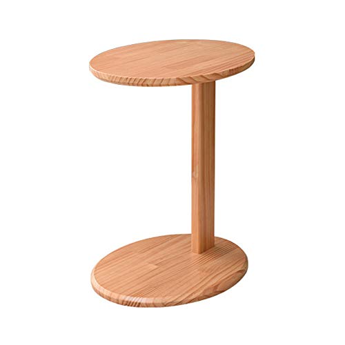 Mesa de centro x1, mesa auxiliar de madera multifunción en forma de C, mesa de té ovalada simple nórdica, fácil de instalar, para sala de estar, dormitorio, balcón, resistente y duradera/A / 4
