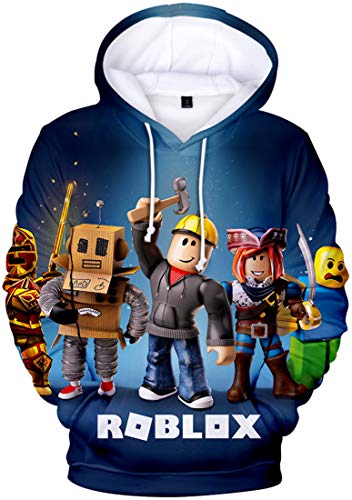 MINIDORA Hoodie Roblox Niños Sudadera con Capucha Unisex Jersey Suéter de Juego(N22815,160)