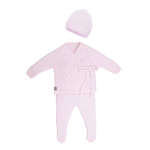 Minutus Primera Puesta bebé Conjunto Aire + Gorro, 100% Algodón (Rosa)