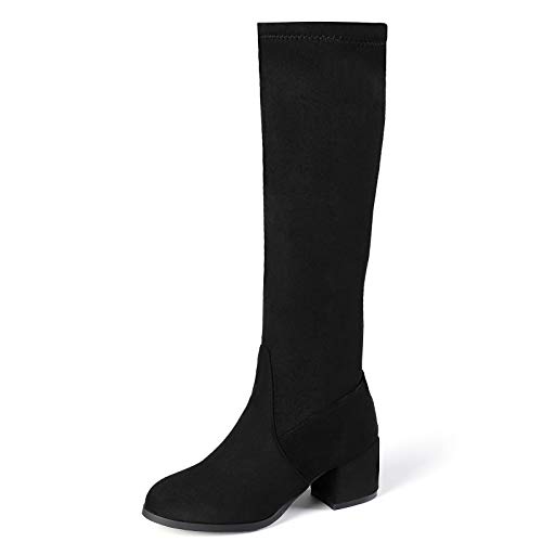 Moda para mujer Sólido sobre la rodilla Cremallera cálida Botas largas Zapatos casuales invierno rebajas altas tacon planas cuña piel negras media caña sexy