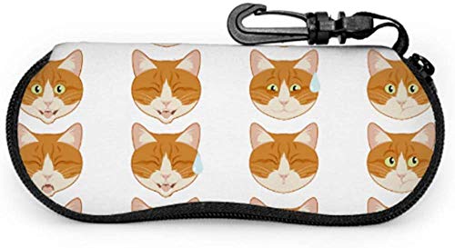 MODORSAN Angry Crying Cat Sad Face Girls Estuche para gafas Estuches para gafas para niños Estuche blando de neopreno portátil ligero con cremallera Estuche para gafas de sol para hombre