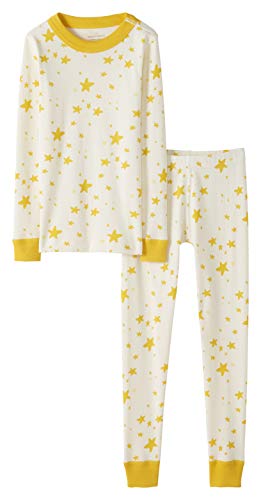 Moon and Back by Hanna Andersson Juego de Pijama de Manga Larga de 2 Piezas. Pajama-Sets, Estrella Amarilla Mediana, US 5 (EU 104-110 CM)