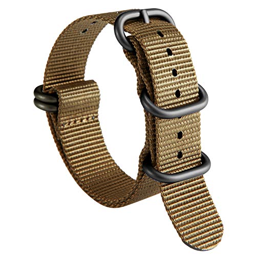 NATO Zulu Correa de Reloj G10 Premium Nylon Balístico Reemplazo de Reloj para Hombre 18mm 19mm 20mm 21mm 22mm 23mm 24mm con Servicio Pesado 5 Anillos Hebilla de Acero Inoxidable