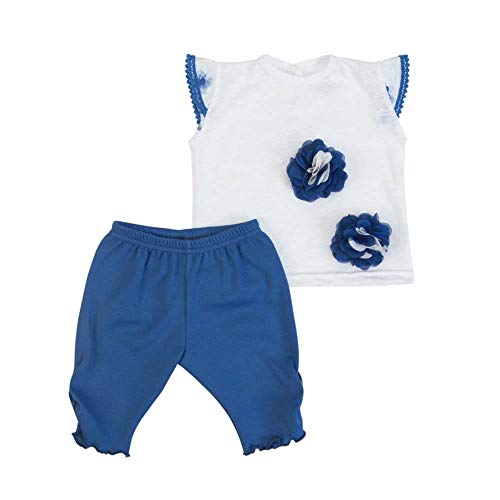 Nenè Conjunto de ropa de bebé de verano de 1 a 36 meses, camiseta y leggings, pantalón de algodón orgánico, blanco, azul, flores, azul y azul blanco y azul. 1 Mese (56 cm)
