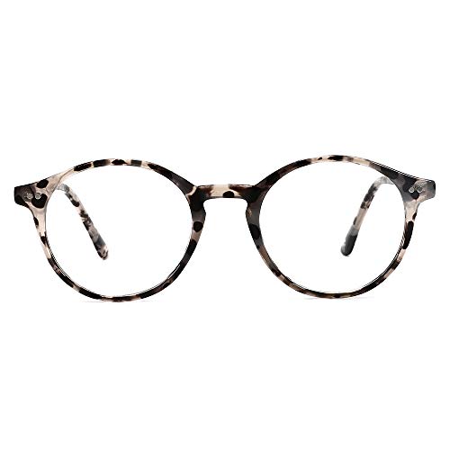 O-Q CLUB Gafas de Lectura Anti-Deslumbramiento de Luz Azul Gafas de Ordenador Redondas Retro que Reducen la Fatiga Ocular Unisex (Leopardo, 0.0)