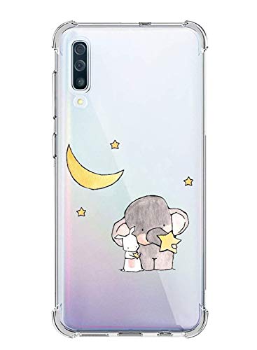 Oihxse Silicona Funda con Samsung Galaxy J7 Duo TPU Flexible Suave Transparente Protector Estuche Airbag Esquinas Reforzadas Ultra-Delgado Elefante Patrón Anti-Choque Caso (D2)