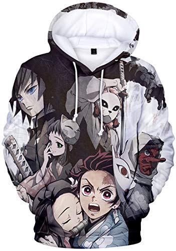 PANOZON Demon Slayer: Espada Mata-Demonios Sudadera Hombre Impresión 3D de Personajes de Serie de Manga Japonés Chaqueta con Capucha (M, Colección 20-1)