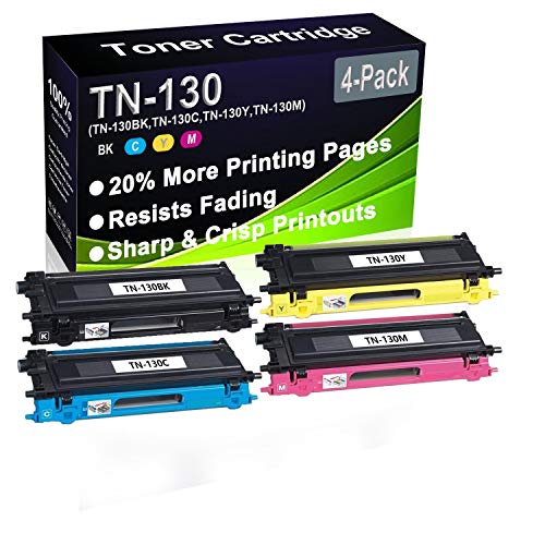 Paquete de 4 cartuchos de tóner compatibles (BK+C+Y+M) de alto rendimiento TN-130 TN130 (TN-130BK TN-130C TN-130Y TN-130M) para impresoras Brother DCP-9040CN DCP-9042CDN