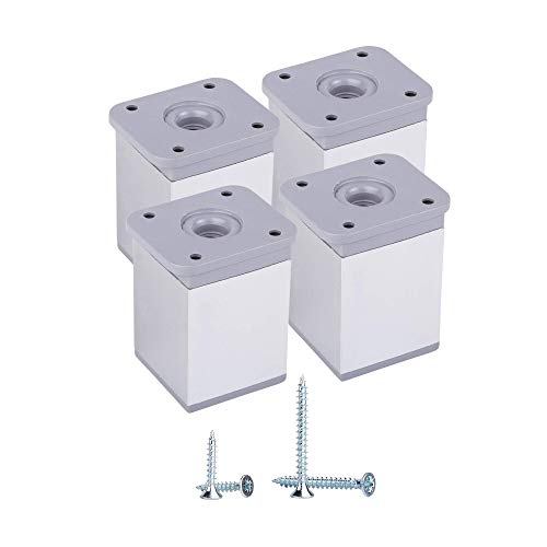 (Paquete de 4 piezas) Patas de muebles de altura ajustable Perfil angular: 40 x 40 mm, Materiales: plástico, aluminio, tornillos incluidos (4, 6 cm de altura)