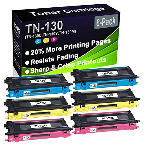 Paquete de 6 cartuchos de tóner compatibles con TN-130 TN130 (TN-130C TN-130Y TN-130M) de alto rendimiento para impresoras Brother DCP-9040CN DCP-9042CDN