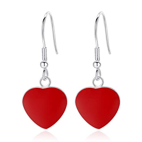 Pendientes grandes rojos del corazón de la moda, pendientes simples simples lindos exagerados dulces del corazón de las mujeres 35 * 9m m rojos