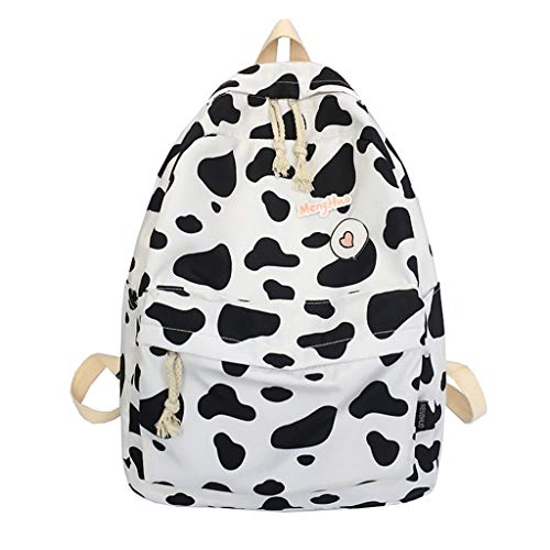 Pingdi - Mochila de lona con patrón de vaca para adolescentes, mochila de viaje, mochila escolar