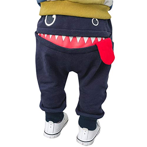 PinkLu Pantalones Harem De NiñOs TiburóN Gran Lengua Pantalones Bebé NiñOs NiñAs Dibujos Animados TiburóN Lengua Harem (24~36 meses/105-115cm, Armada)