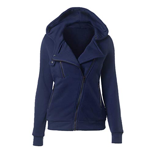 PKTOP Chaqueta con capucha para mujer con cremallera, para otoño e invierno, informal, cálida