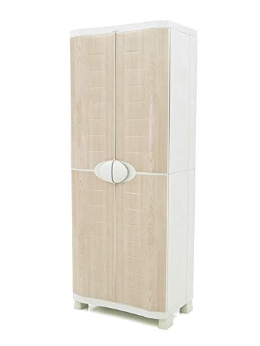 Plastiken Armario SPACE SAVER 70cm con 4 estantes metálicos con puertas imitación madera de HAYA (70cm de ancho x 45cm de hondo x 184cm de alto)