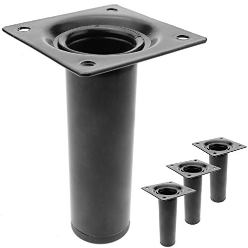 PrimeMatik IO002-VCES Pies Redondos para Mesa y Mueble. Patas en Acero Negras de 10cm 4-Pack (IO002)