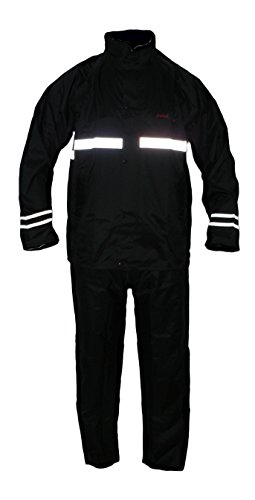 Protectwear Gabardina de motocicleta, traje de lluvia,impermeable, 2 piezas, negro RK Tamaño L