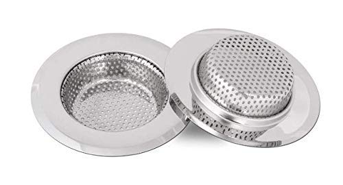 Qinglele Filtro Para Fregadero Cocina, Filtro De Acero Inoxidable Para Fregadero, Filtro Desague Fregadero 2 piezas 3,5"/9cm (mediano)