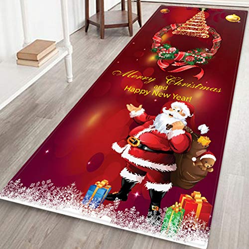 Qlans Tapete de Navidad Rojo Alfombra de Entrada Exterior Alfombra de decoración navideña Alfombra