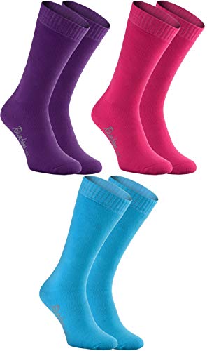 Rainbow Socks - Hombre Mujer Calcetines de Felpa Calidos y Coloridos - 3 Pares - Violeta Fucsia Azul - Talla 39-41