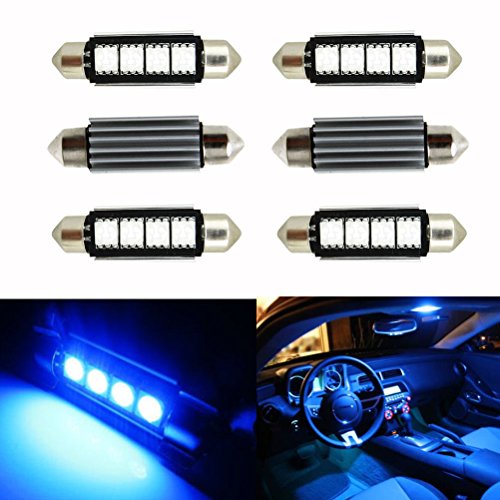 Ralbay 6 x 42mm LED Canbus 4SMD 5050 Luz Interior de Coche Festón Lámpara Azul Numero de Canbus c5w luz de la Placa del Adorno de la boveda del Bulbo de 12V Auto-Dome Bombilla