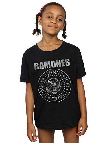 Ramones niñas Distressed Seal Camiseta 12-13 years Negro