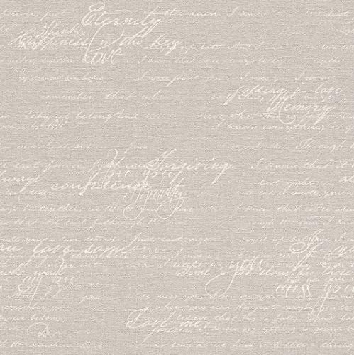 rasch Papel pintado 449556 de la colección Florentine II – Papel pintado no tejido marrón con escritura caligráfica beige en estilo vintage – 10,05 m x 53 cm (largo x ancho)