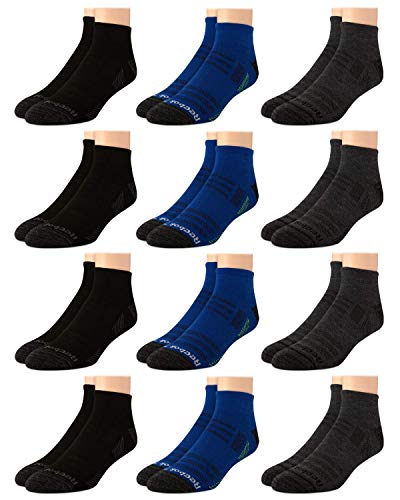 Reebok Men's Cushioned Comfort Breathable Quarter Cut Basic Socks (12 Pack) (Shoe Size: 6-12.5, Assorted)