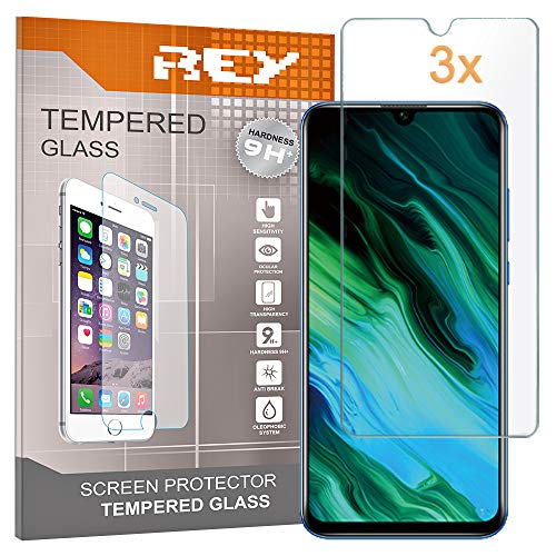 REY 3X Protector de Pantalla para Huawei Honor 20E, Cristal Vidrio Templado Premium