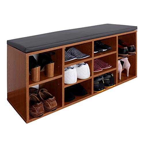 RICOO WM033-ER-A Banco Zapatero 104x49x30cm Armario Interior con Asiento Organizador Zapatos Mueble recibidor Perchero Madera Roble rústico