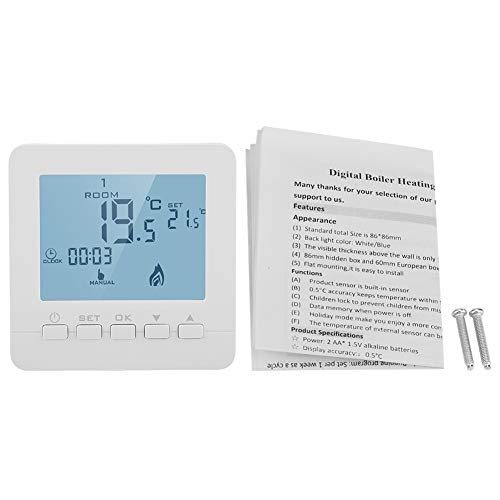 Riuty Termostato, Termostato programable Seguro Pantalla LCD Digital Controlador de Temperatura Inteligente 5A