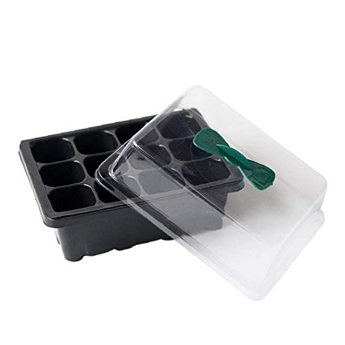 Rrunzfon Semillas de Plantas Starter Box Kit A Partir de plántulas Crecen Bandeja 12 células con Efecto Invernadero Dome Base de Semillas crecientes Suministros índice de jardinería